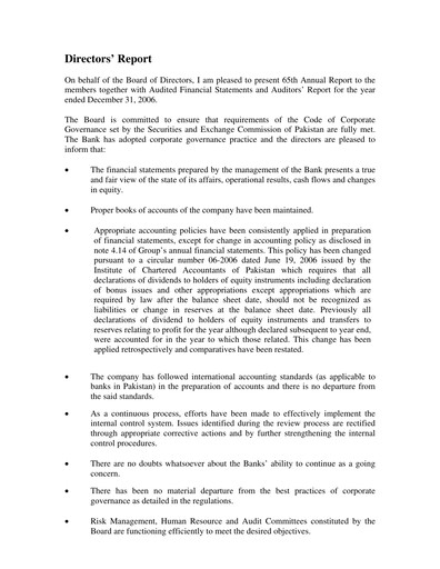 Thumbnail Habib Bank Financial Statement 2006