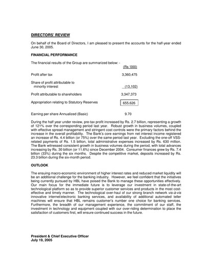 Thumbnail Habib Bank Half-year Report 2005-h1