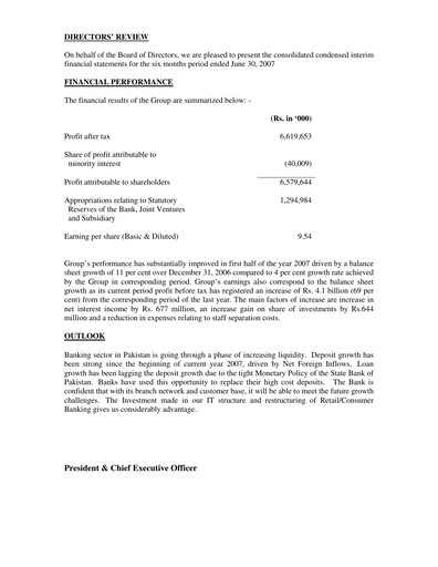 Thumbnail Habib Bank Half-year Report 2007-h1