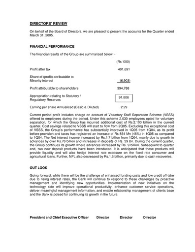 Thumbnail Habib Bank Quarterly Report 2005-q1