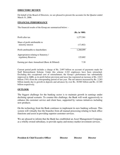 Thumbnail Habib Bank Quarterly Report 2006-q1