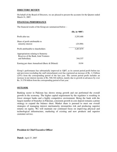 Thumbnail Habib Bank Quarterly Report 2007-q1