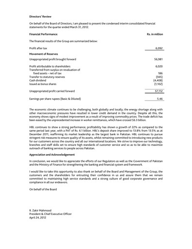 Thumbnail Habib Bank Quarterly Report 2012-q1