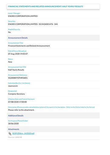 Thumbnail Engro Corporation Half-year Report 2020-h1