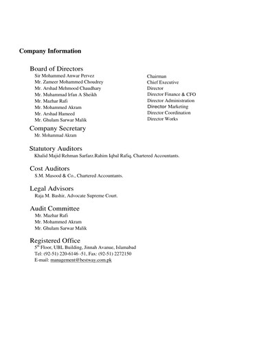 Thumbnail Bestway Cement Annual Report 2003