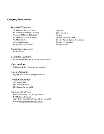Thumbnail Bestway Cement Annual Report 2007