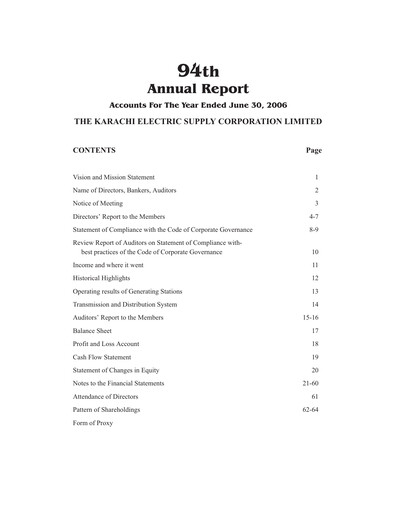 Thumbnail K-Electric Annual Report 2006