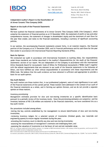 Thumbnail Al Anwar Ceramic Tiles Financial Statement 2020