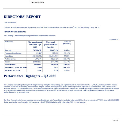 Thumbnail Voltamp Energy Quarterly Report 2025-q3