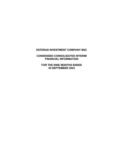 Thumbnail Esterad Investment Company Financial Statement 2023-9m