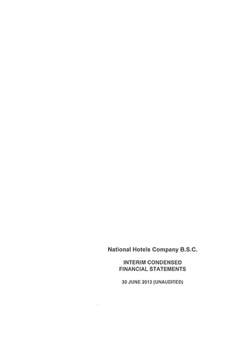Thumbnail National Hotels Company (Bahrain) Financial Statement 2013-h1