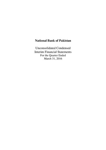Thumbnail National Bank of Pakistan Quarterly Report 2016-q1