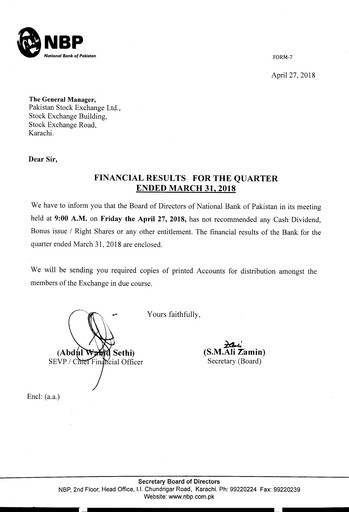 Thumbnail National Bank of Pakistan Quarterly Report 2018-q1