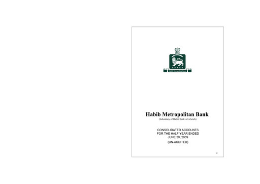 Thumbnail Habib Metropolitan Bank Half-year Report 2009-h1