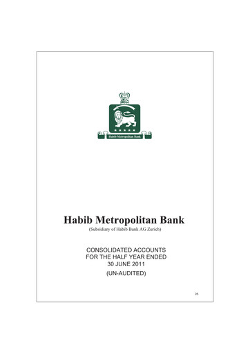 Thumbnail Habib Metropolitan Bank Half-year Report 2011-h1