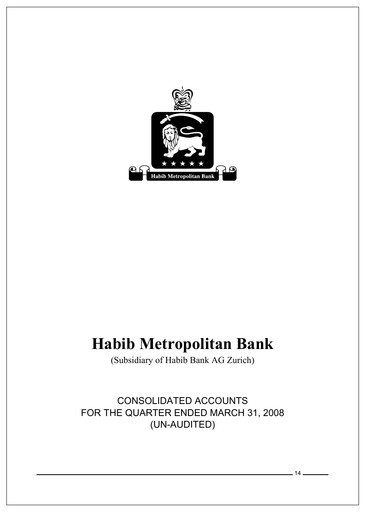 Thumbnail Habib Metropolitan Bank Quarterly Report 2008-q1