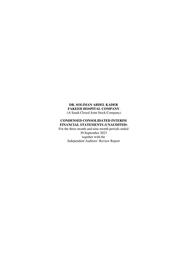 Miniature Dr. Soliman Abdel Kader Fakeeh  Rapport trimestriel 2023-q3