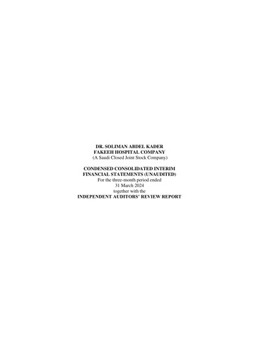 Miniature Dr. Soliman Abdel Kader Fakeeh  Rapport trimestriel 2024-q1