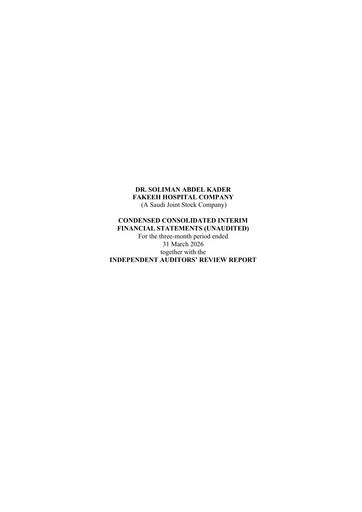 Miniature Dr. Soliman Abdel Kader Fakeeh  Rapport trimestriel 2026-q1