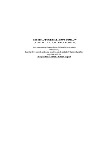 Miniature SMASCO (Saudi Manpower Solutions Company) Rapport trimestriel 2023-q3