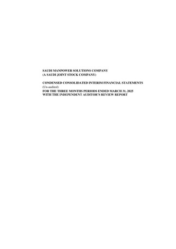 Miniature SMASCO (Saudi Manpower Solutions Company) Rapport trimestriel 2025-q1