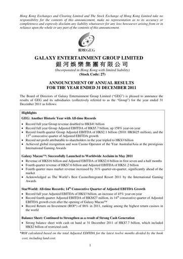 Thumbnail Galaxy Entertainment Financial Report 2011