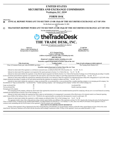 Thumbnail The Trade Desk
 Annual Report 2021