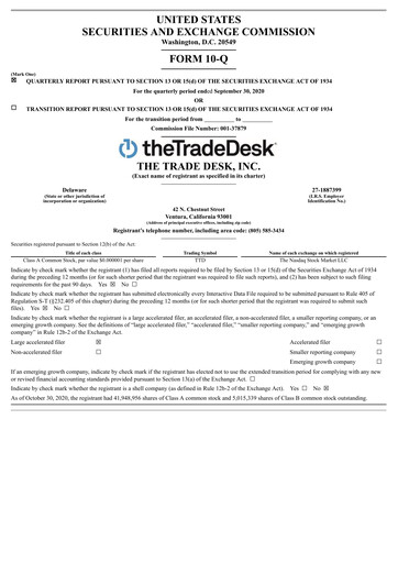 Miniature The Trade Desk
 Rapport trimestriel 2020-q3