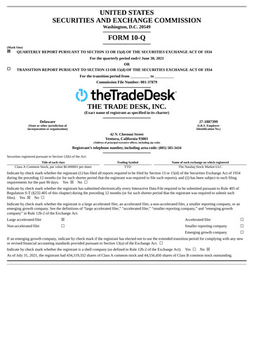 Miniature The Trade Desk
 Rapport trimestriel 2021-q2
