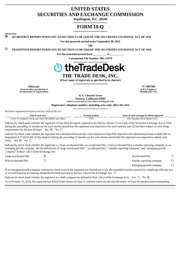Miniature The Trade Desk
 Rapport trimestriel 2021-q3