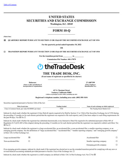 Miniature The Trade Desk
 Rapport trimestriel 2022-q3