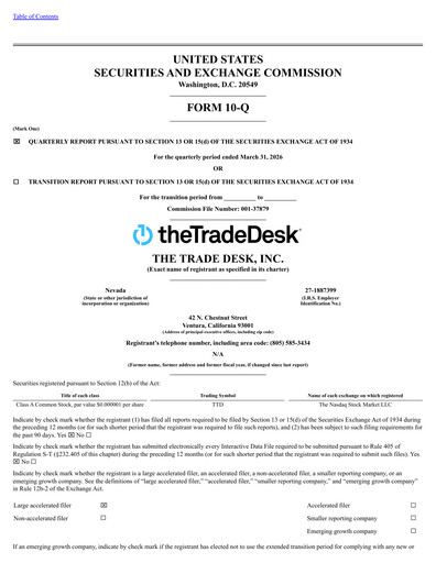 Thumbnail The Trade Desk
 Quarterly Report 2026-q1