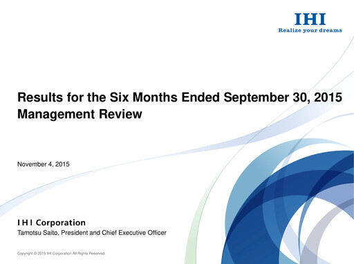 Thumbnail IHI Corporation Half-year Report 2015-h1