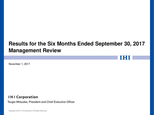 Thumbnail IHI Corporation Half-year Report 2017-h1