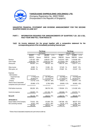 Thumbnail Yangzijiang Shipbuilding (Holdings) Ltd. Quarterly Report 2017-q2