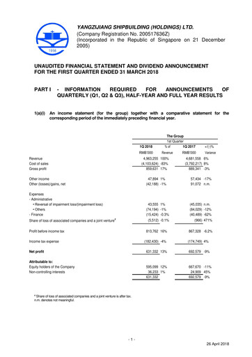 Thumbnail Yangzijiang Shipbuilding (Holdings) Ltd. Quarterly Report 2018-q1