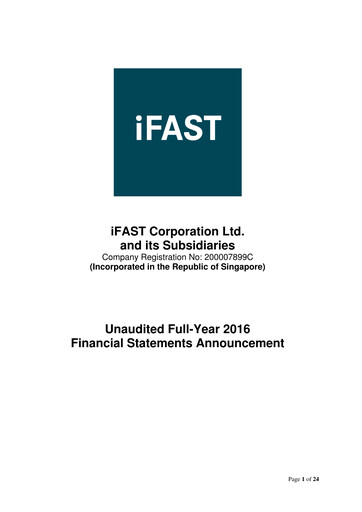 Thumbnail iFAST Corporation Financial Statement 2016