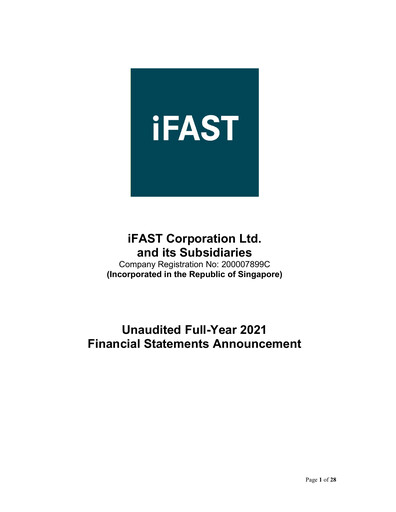 Thumbnail iFAST Corporation Financial Statement 2021