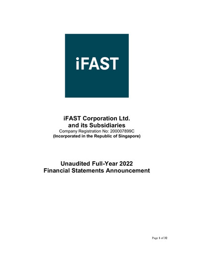 Thumbnail iFAST Corporation Financial Statement 2022