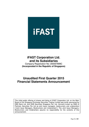 Thumbnail iFAST Corporation Quarterly Report 2015-q1