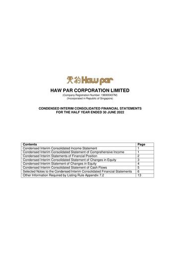 Miniature Haw Par Rapport semestriel 2022-h1