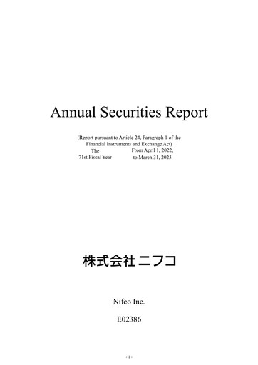 Thumbnail Nifco Inc. Annual Report fy2022