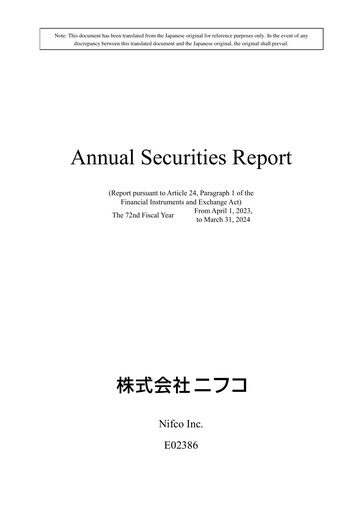 Thumbnail Nifco Inc. Annual Report fy2023
