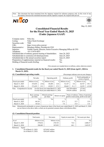 Thumbnail Nifco Inc. Financial Statement fy2024