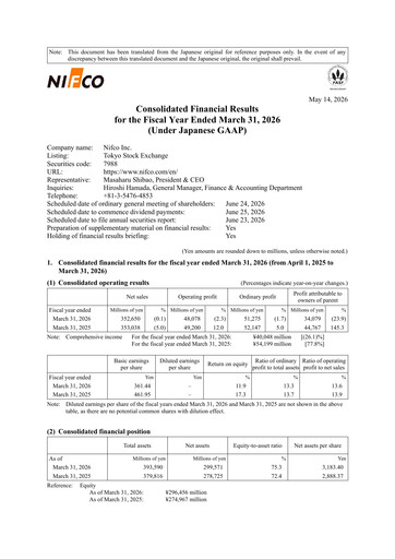 Thumbnail Nifco Inc. Financial Statement fy2025
