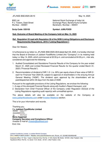 Thumbnail Jubilant FoodWorks
 Financial Statement 2024-2025