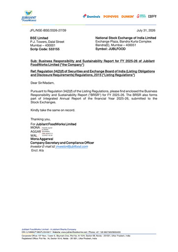 Thumbnail Jubilant FoodWorks
 Sustainability Report 2025-2026