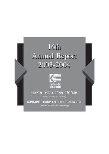 Thumbnail Container Corporation of India Annual Report 2003-2004