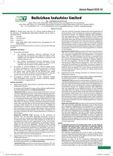 Thumbnail Balkrishna Industries
 Annual Report 2018-2019