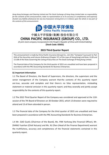 Thumbnail China Pacific Insurance Quarterly Report 2015-q3